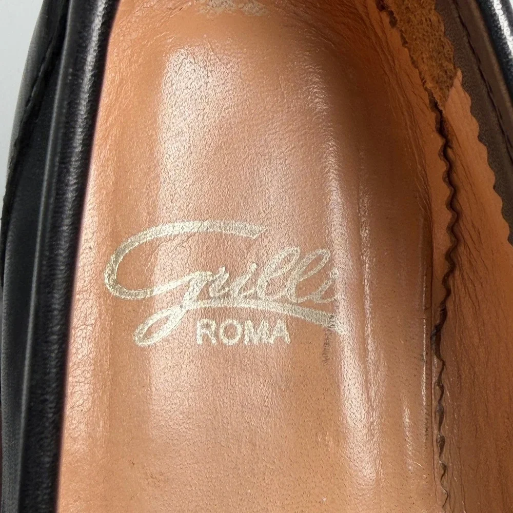 Grilli Roma Bit Loafers Mens 44 Black Leather Classic Slip On Made in Italy
